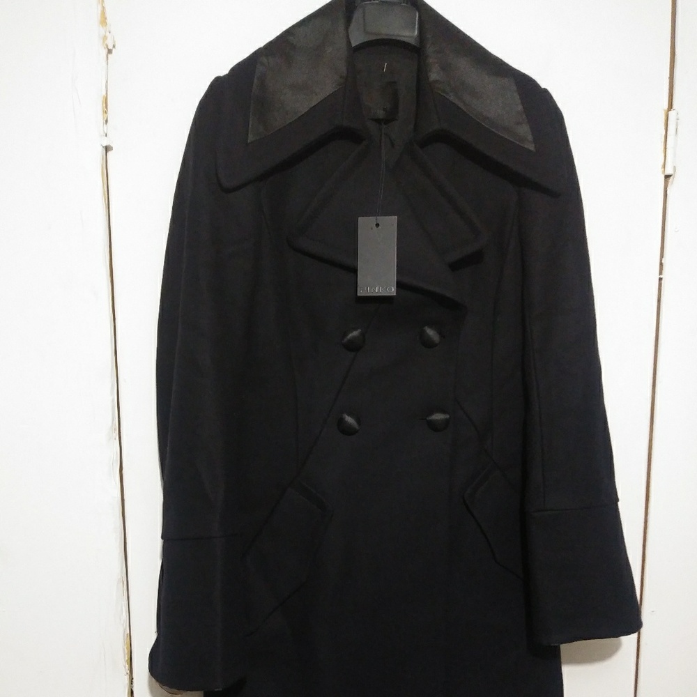 PINKO Double-breasted Notch Lapel Wool Coat